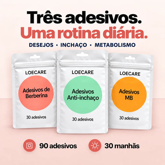 Trio LOECARE: três adesivos para desejos, inchaço e metabolismo