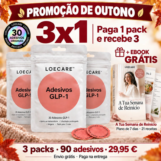 Promoção de Outono — 3x1 em Adesivos GLP-1 LOECARE + ebook grátis