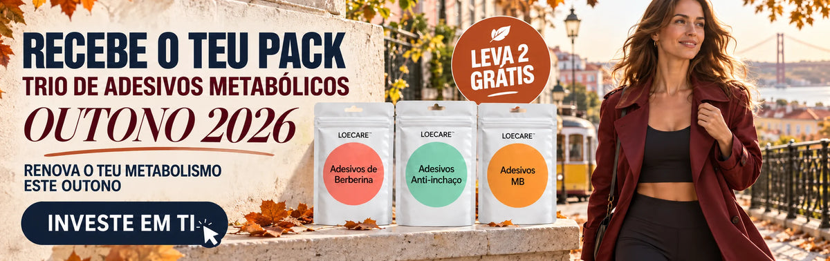Banner de Outono 2026 — Trio de Adesivos Metabólicos LOECARE